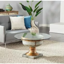 Grayson Lane Grey Tempered Glass And Metal Coffee Table -GRAYSON LANE SHOP 330862321 AlternateImage1