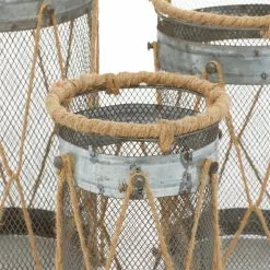 GRAYSON LANE SHOP 46 Grayson Lane 1-Candle Silver Metal Lantern Candle Holder - Set Of 3