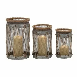 Grayson Lane 1-Candle Silver Metal Lantern Candle Holder - Set Of 3 -GRAYSON LANE SHOP 330862414 MainImage 001