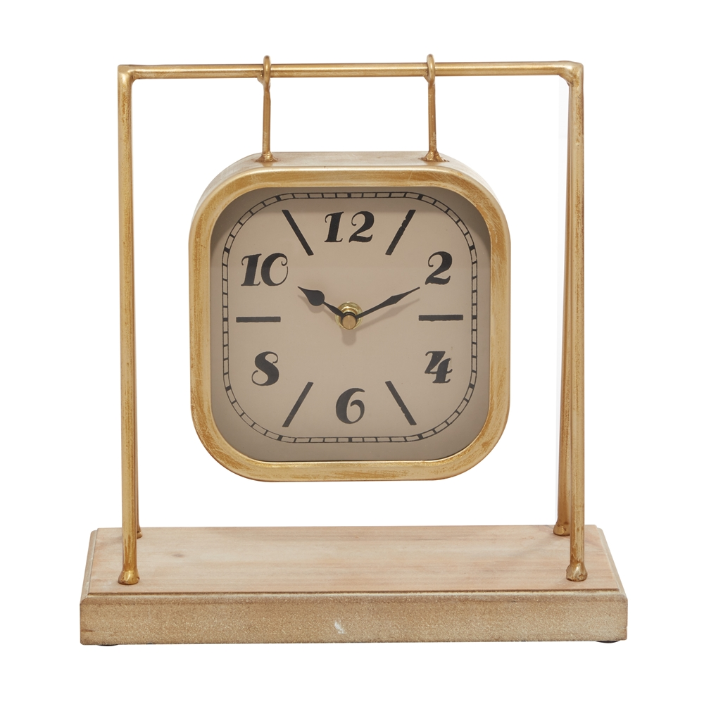 Grayson Lane Gold Analog Square Tabletop Clock 1 Grayson Lane Gold Analog Square Tabletop Clock