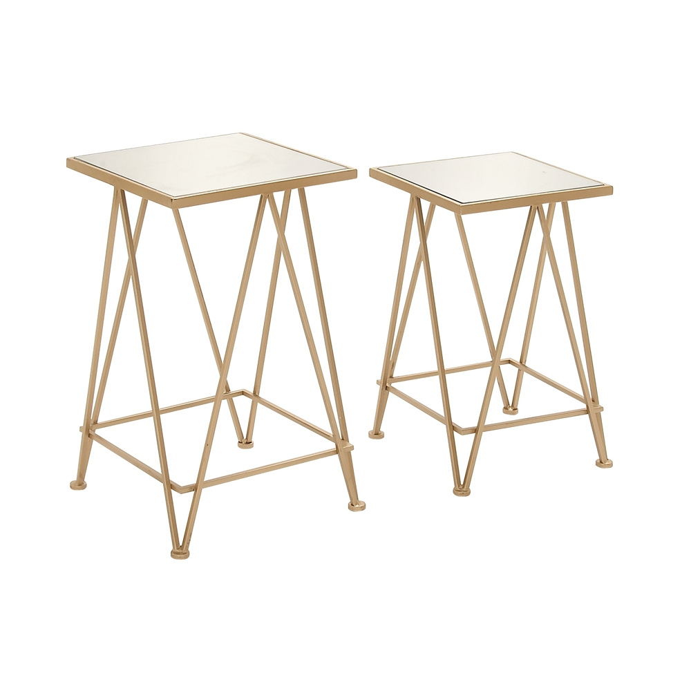 Grayson Lane Gold Mirror Accent Table Set - 2-Piece 1 Grayson Lane Gold Mirror Accent Table Set - 2-Piece