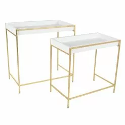 Grayson Lane Gold And White Modern Console Tables - Set Of 2
