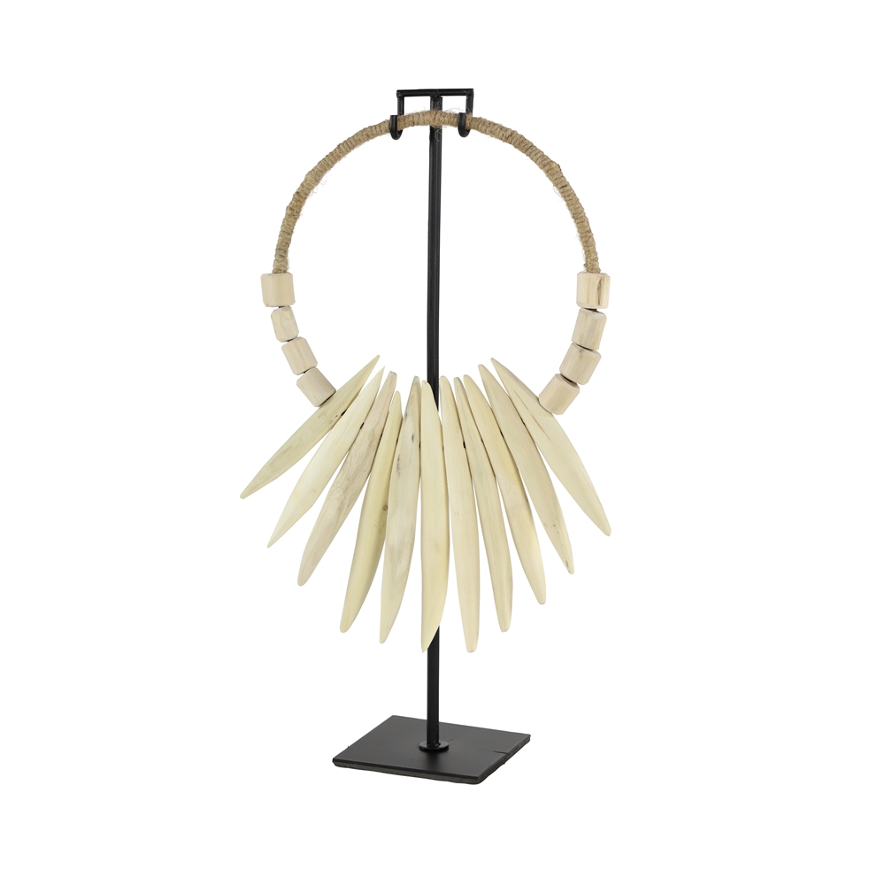 Grayson Lane White Teak Wood Necklace Sculpture 3 Grayson Lane White Teak Wood Necklace Sculpture - Image 3