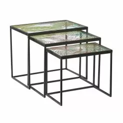 Grayson Lane Black Glass Accent Table Set - 3-Piece