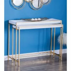 Grayson Lane White And Gold Modern Console Tables - Set Of 2 -GRAYSON LANE SHOP 330862624 AlternateImage1