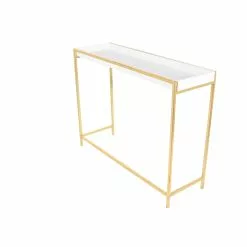 Grayson Lane White And Gold Modern Console Tables - Set Of 2