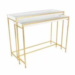 Grayson Lane White And Gold Modern Console Tables - Set Of 2 -GRAYSON LANE SHOP 330862624 MainImage 001