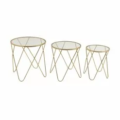Grayson Lane Gold Glass Accent Table Set - 3-Piece