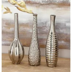 GRAYSON LANE SHOP 16 Grayson Lane Glam Silver Ceramic Vases - Set Of 3