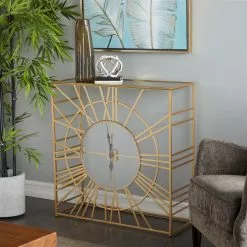 Grayson Lane Metal And Glass Modern Clock Console Table -GRAYSON LANE SHOP 330862668 AlternateImage1