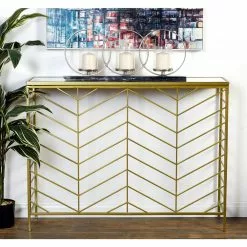 Grayson Lane Gold Metal Modern Console Tables - Set Of 2 -GRAYSON LANE SHOP 330862727 AlternateImage1