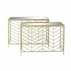 Grayson Lane Gold Metal Modern Console Tables - Set Of 2