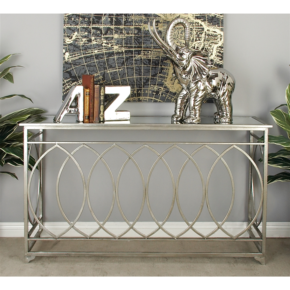 Grayson Lane Silver Mirrored Rustic Console Table 3 Grayson Lane Silver Mirrored Rustic Console Table - Image 3