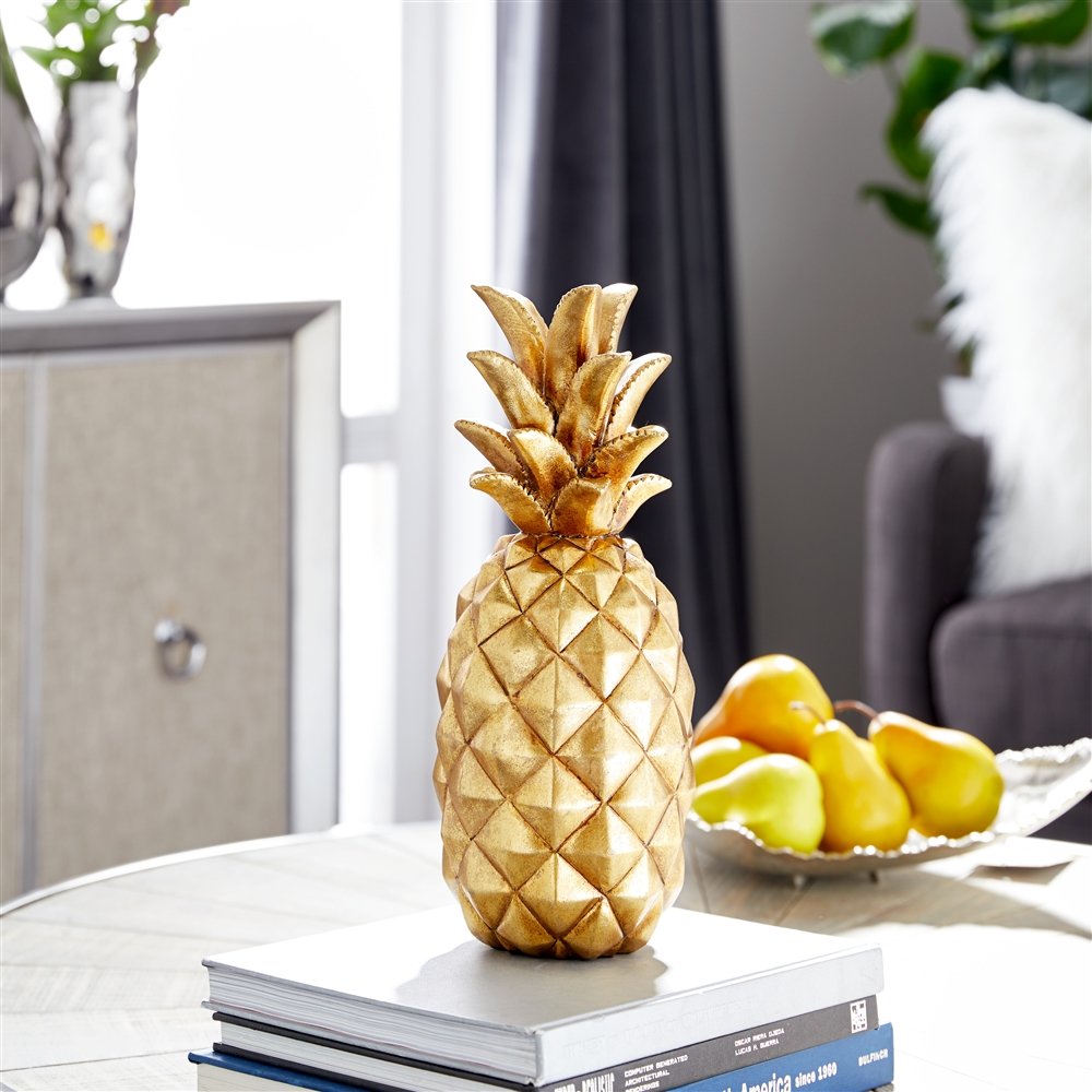 Grayson Lane Gold Polystone Pineapple Sculpture 2 Grayson Lane Gold Polystone Pineapple Sculpture - Image 2