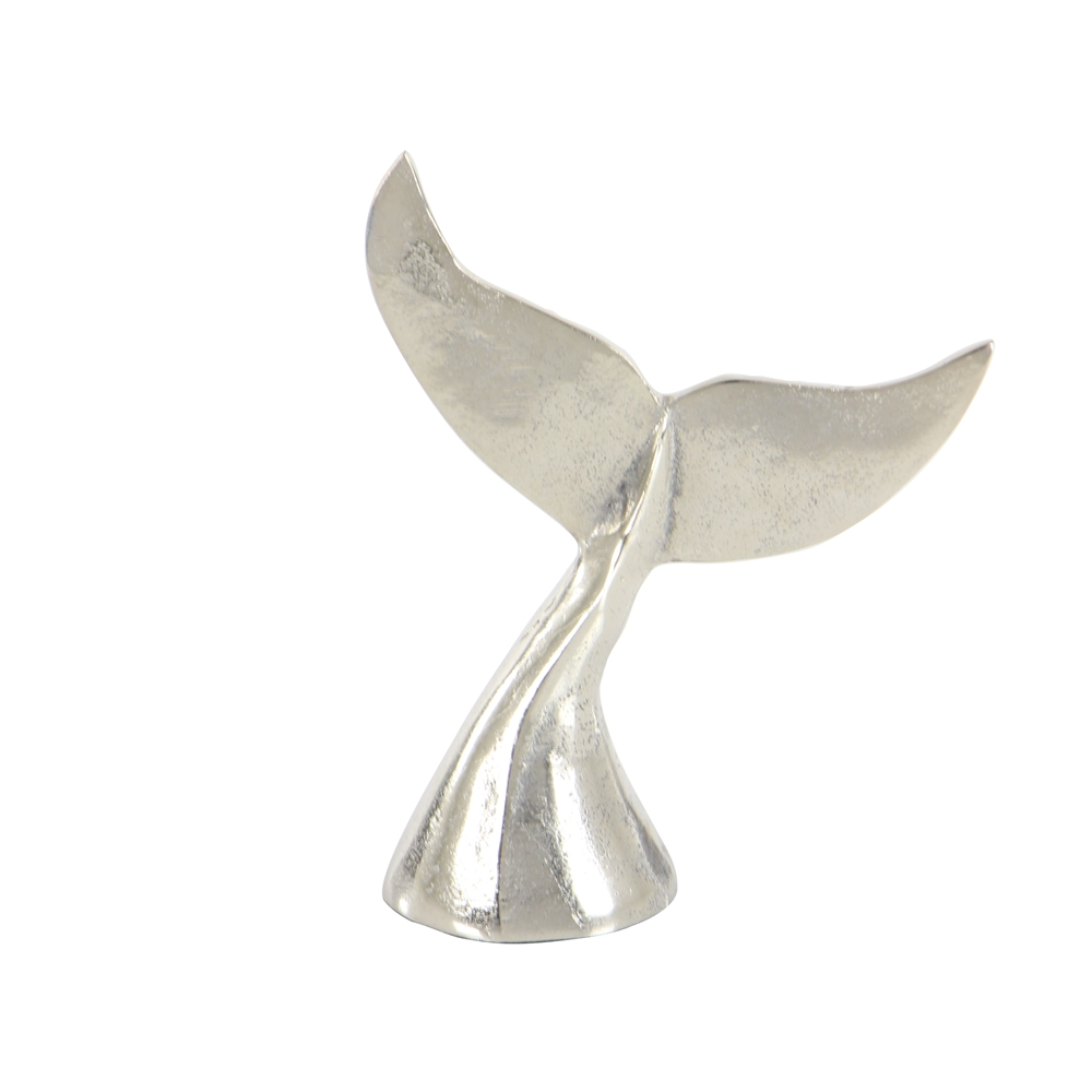 Grayson Lane Silver Aluminum Whale Sculptures - Set Of 2 4 Grayson Lane Silver Aluminum Whale Sculptures - Set Of 2 - Image 4