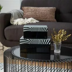 Grayson Lane Contemporary Black And White Wood Boxes - Set Of 2 -GRAYSON LANE SHOP 330862958 AlternateImage1