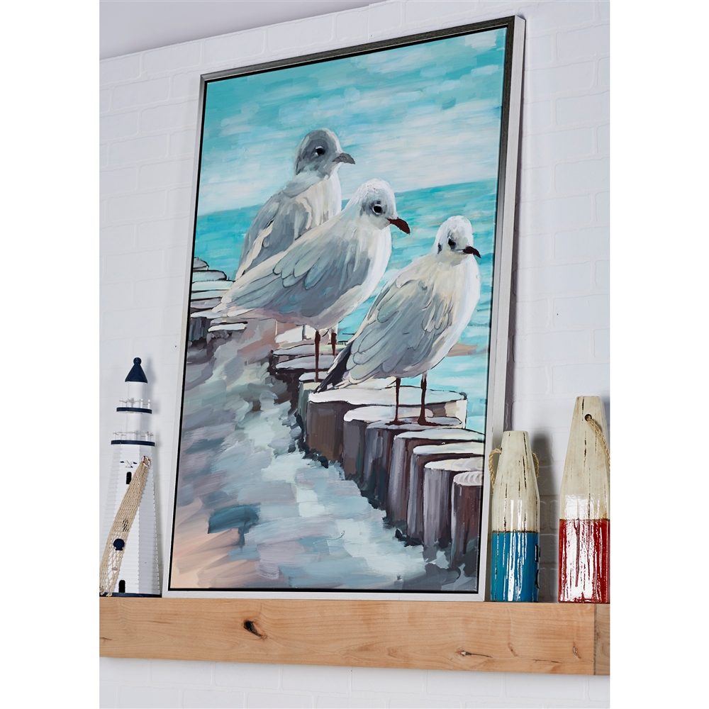 Grayson Lane Silver Wood Framed 47-in H X 36-in W Coastal Birds Canvas Painting 3 Grayson Lane Silver Wood Framed 47-in H X 36-in W Coastal Birds Canvas Painting - Image 3