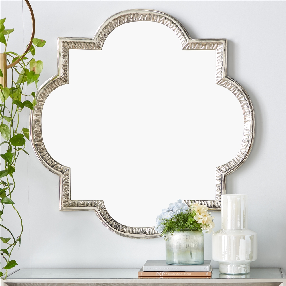 Grayson Lane 39.5-in L X 39.5-in W Glam Irregular Grey Framed Wall Mirror 1 Grayson Lane 39.5-in L X 39.5-in W Glam Irregular Grey Framed Wall Mirror