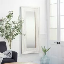 Grayson Lane 59-in L X 25.5-in W Farmhouse Rectangle White Framed Wall Mirror