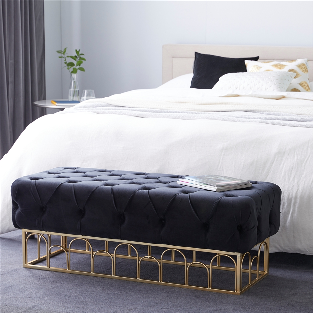 Grayson Lane Modern Black/Metallic Gold Accent Bench 1 Grayson Lane Modern Black/Metallic Gold Accent Bench