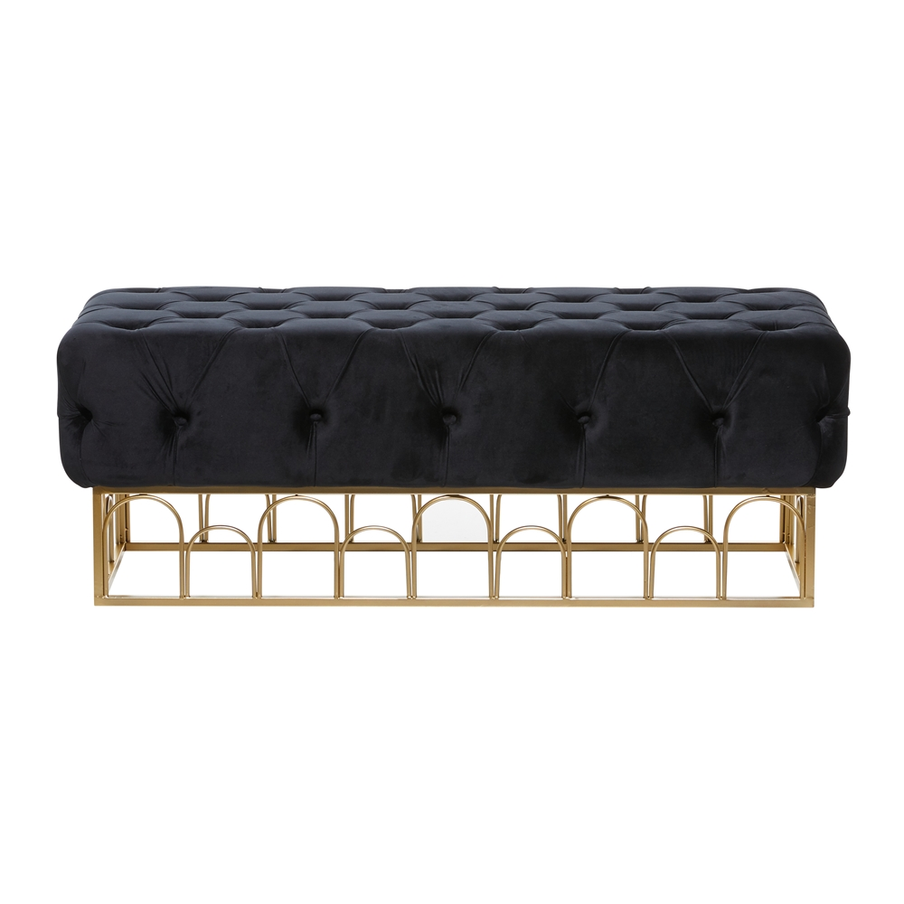 Grayson Lane Modern Black/Metallic Gold Accent Bench 4 Grayson Lane Modern Black/Metallic Gold Accent Bench - Image 4