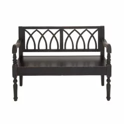 Grayson Lane Farmhouse Burnished Mahogany Red Accent Bench