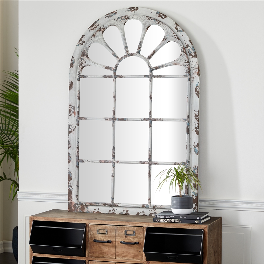Grayson Lane 51.88-in L X 34.31-in W Vintage Arch White Framed Wall Mirror 1 Grayson Lane 51.88-in L X 34.31-in W Vintage Arch White Framed Wall Mirror