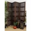 Grayson Lane 4-Panel Mango Wood Folding Traditional Style Room Divider In Brown