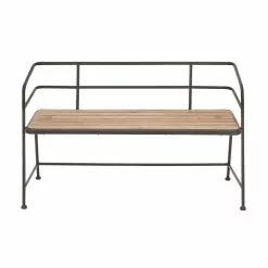 Grayson Lane Industrial Black Iron And Wood Accent Bench