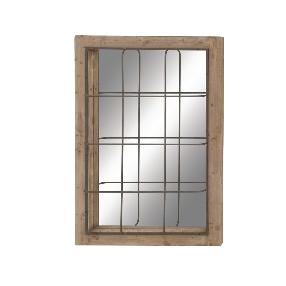 Grayson Lane 52.13-in L X 36.5-in W Industrial Rectangle Brown Framed Wall Mirror 3 Grayson Lane 52.13-in L X 36.5-in W Industrial Rectangle Brown Framed Wall Mirror - Image 3