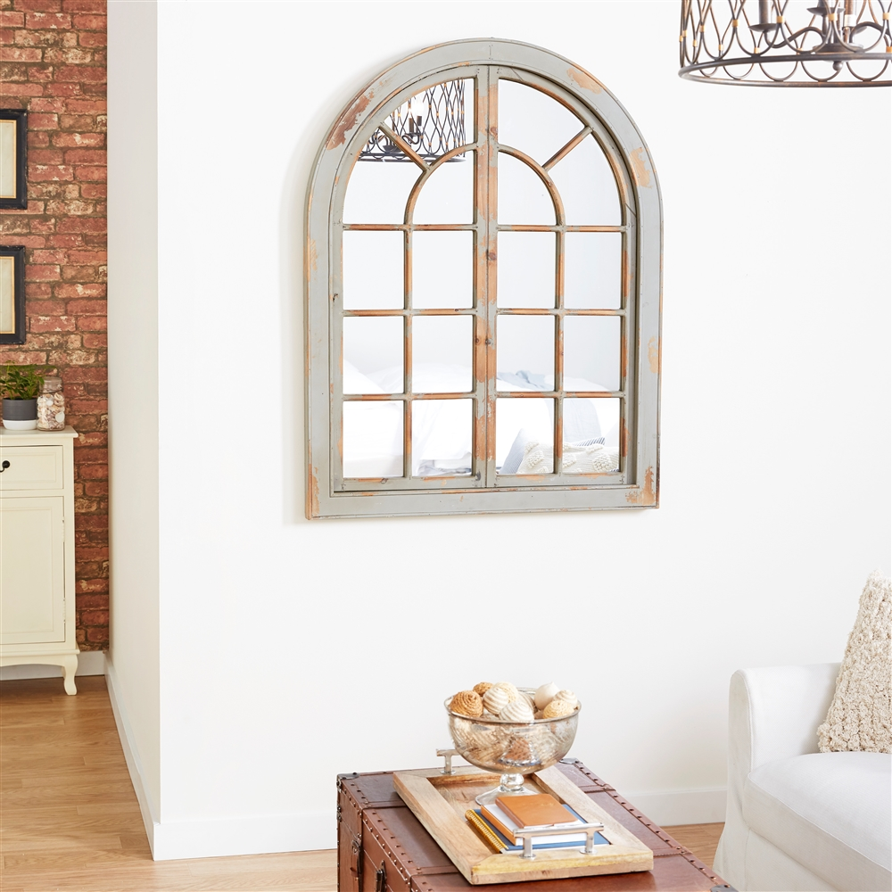 Grayson Lane 48-in L X 37-in W Arch Farmhouse Grey Framed Wall Mirror 8 Grayson Lane 48-in L X 37-in W Arch Farmhouse Grey Framed Wall Mirror - Image 8