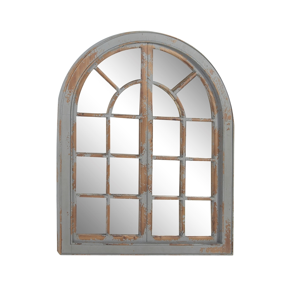 Grayson Lane 48-in L X 37-in W Arch Farmhouse Grey Framed Wall Mirror 4 Grayson Lane 48-in L X 37-in W Arch Farmhouse Grey Framed Wall Mirror - Image 4