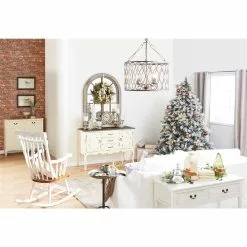 Grayson Lane 48-in L X 37-in W Arch Farmhouse Grey Framed Wall Mirror