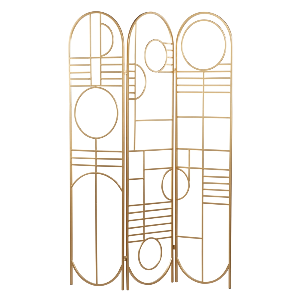Grayson Lane 3-Panel Gold Metal Folding Contemporary/Modern Style Room Divider 2 Grayson Lane 3-Panel Gold Metal Folding Contemporary/Modern Style Room Divider - Image 2