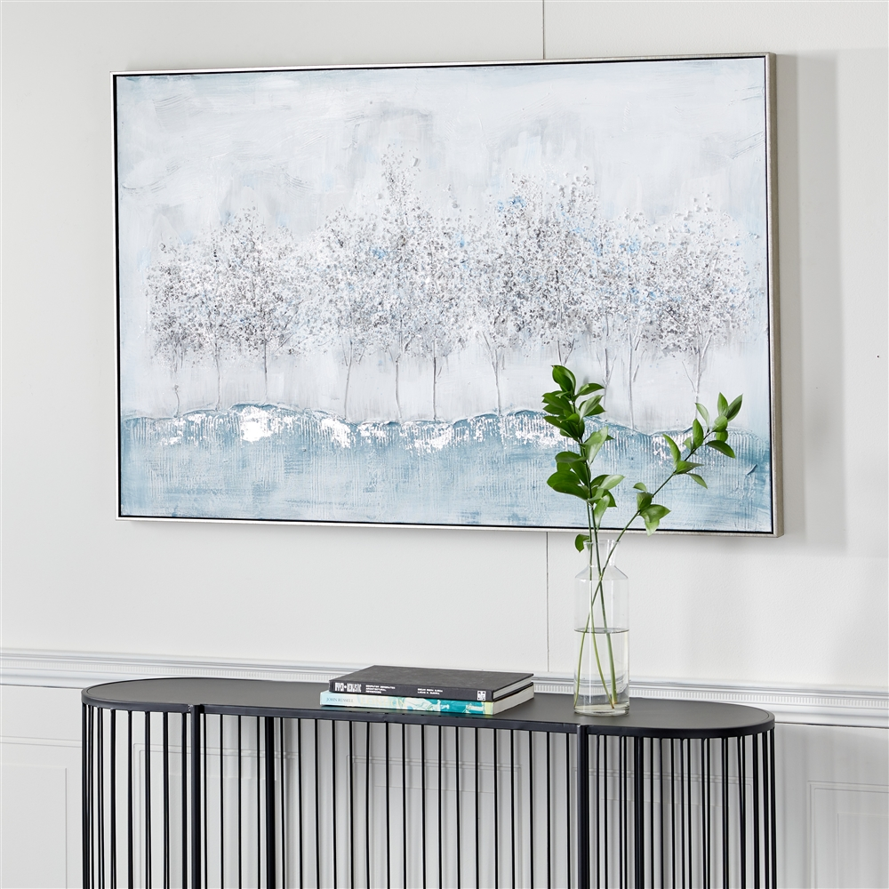 Grayson Lane Silver Wood Framed 31.5-in H X 47-in W Contemporary Canvas Painting 2 Grayson Lane Silver Wood Framed 31.5-in H X 47-in W Contemporary Canvas Painting - Image 2
