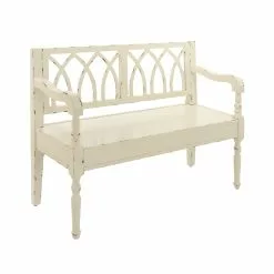 Grayson Lane Farmhouse Distressed White Wood Accent Bench -GRAYSON LANE SHOP 330901818 AlternateImage5