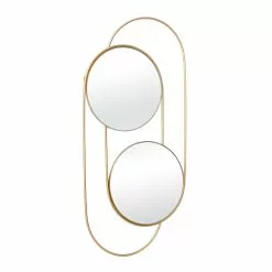Grayson Lane 43-in L X 20-in W Contemporary Round Gold Framed Wall Mirror