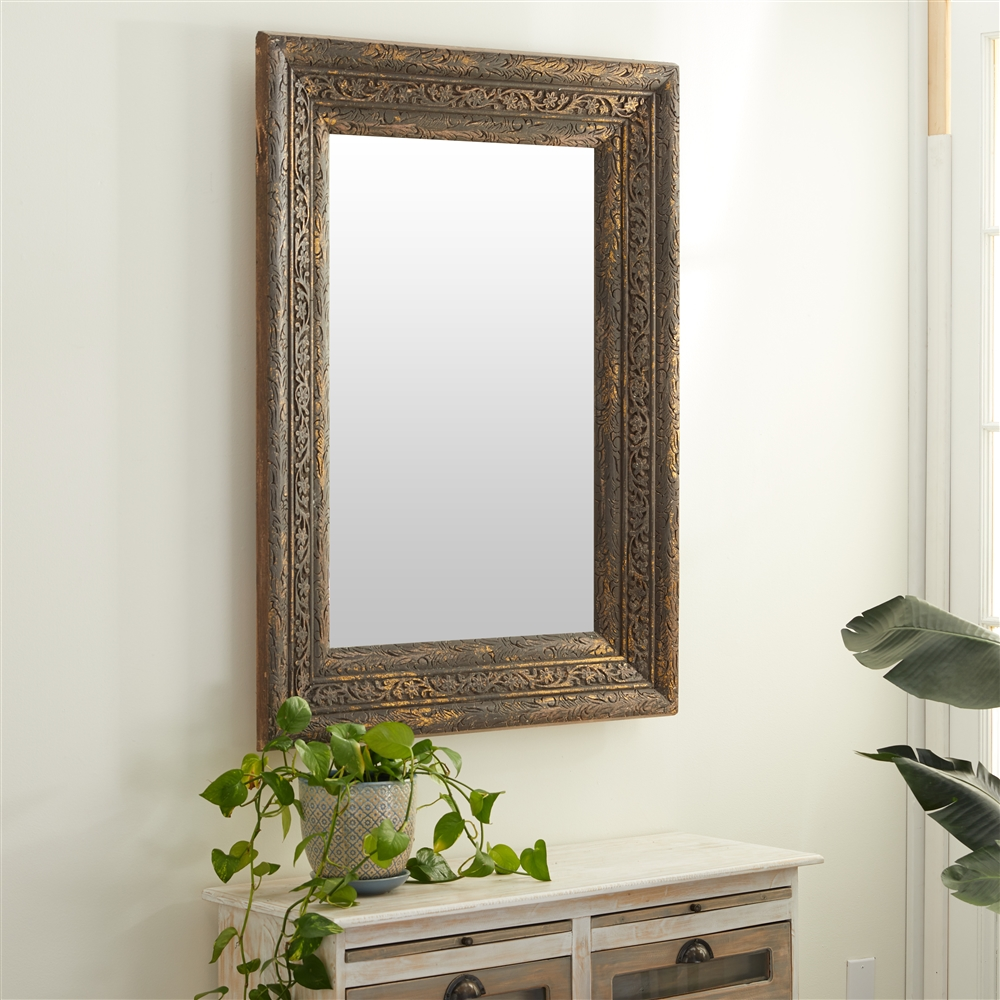 Grayson Lane 47-in L X 35.5-in W Rustic Rectangle Gold Framed Wall Mirror 3 Grayson Lane 47-in L X 35.5-in W Rustic Rectangle Gold Framed Wall Mirror - Image 3