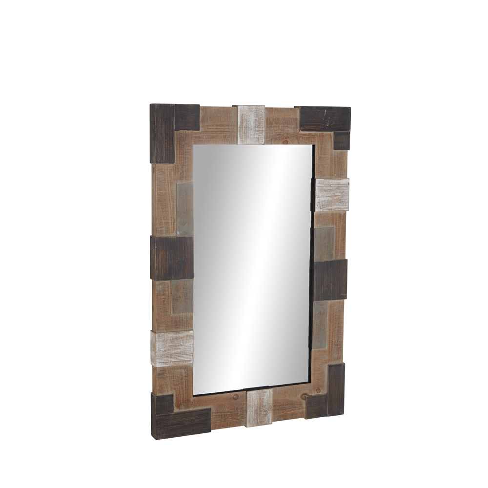 Grayson Lane 45.5-in L X 28.5-in W Farmhouse Rectangle Brown Framed Wall Mirror 3 Grayson Lane 45.5-in L X 28.5-in W Farmhouse Rectangle Brown Framed Wall Mirror - Image 3