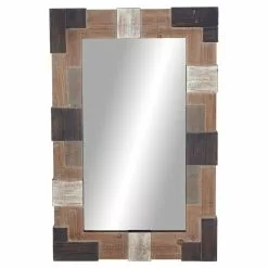 Grayson Lane 45.5-in L X 28.5-in W Farmhouse Rectangle Brown Framed Wall Mirror