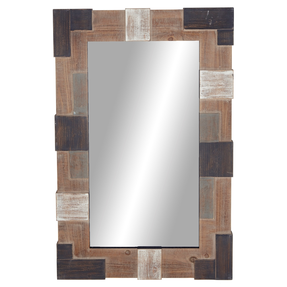 Grayson Lane 45.5-in L X 28.5-in W Farmhouse Rectangle Brown Framed Wall Mirror 1 Grayson Lane 45.5-in L X 28.5-in W Farmhouse Rectangle Brown Framed Wall Mirror