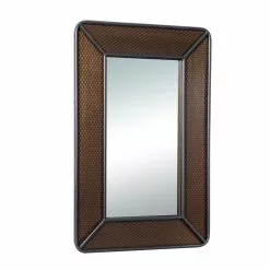 Grayson Lane 47.31-in L X 31.38-in W Industrial Rectangle Brown Framed Wall Mirror