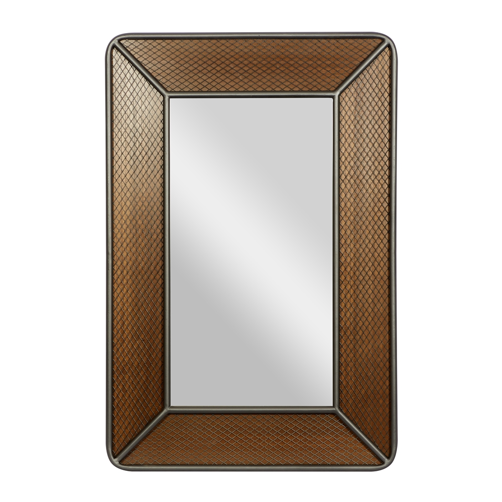 Grayson Lane 47.31-in L X 31.38-in W Industrial Rectangle Brown Framed Wall Mirror 5 Grayson Lane 47.31-in L X 31.38-in W Industrial Rectangle Brown Framed Wall Mirror - Image 5