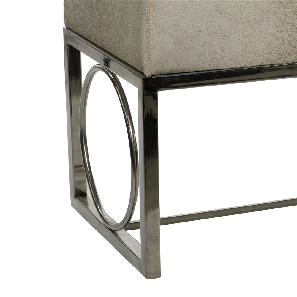 Grayson Lane Industrial White Cowhide Accent Bench 2 Grayson Lane Industrial White Cowhide Accent Bench - Image 2