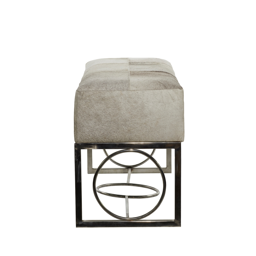 Grayson Lane Industrial White Cowhide Accent Bench 6 Grayson Lane Industrial White Cowhide Accent Bench - Image 6