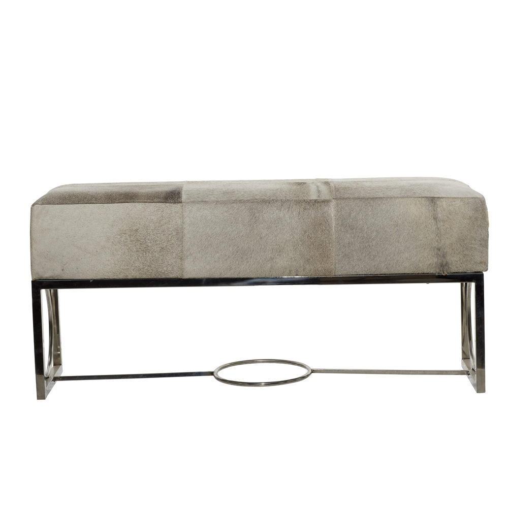 Grayson Lane Industrial White Cowhide Accent Bench 7 Grayson Lane Industrial White Cowhide Accent Bench - Image 7