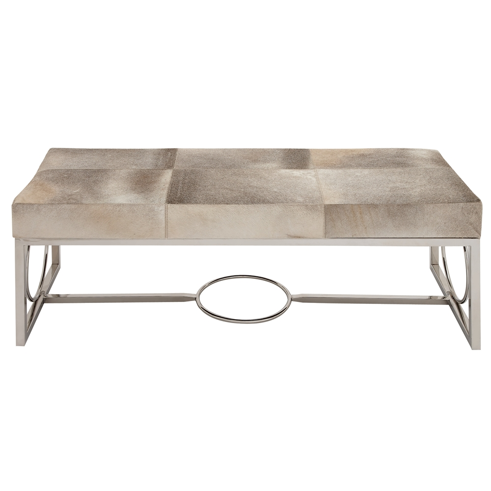 Grayson Lane Industrial White Cowhide Accent Bench 1 Grayson Lane Industrial White Cowhide Accent Bench