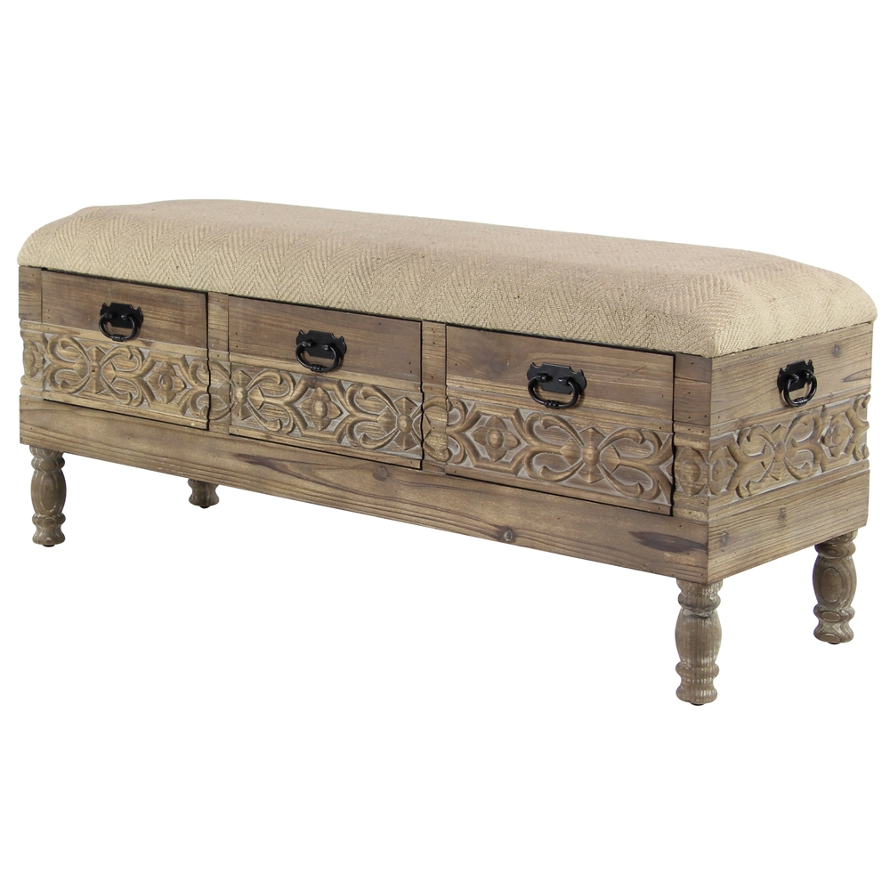 Grayson Lane Farmhouse Light Brown/Black/Beige Storage Bench 2 Grayson Lane Farmhouse Light Brown/Black/Beige Storage Bench - Image 2