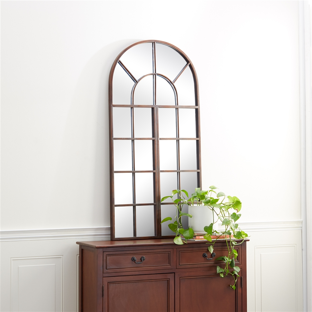 Grayson Lane 48-in L X 24-in W Traditional Arch Brown Framed Wall Mirror 3 Grayson Lane 48-in L X 24-in W Traditional Arch Brown Framed Wall Mirror - Image 3