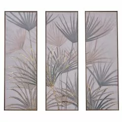 Grayson Lane Gold Wood Framed 47.25-in H X 15.75-in W Abstract Polystone Hand-Painted Painting - Set Of 3